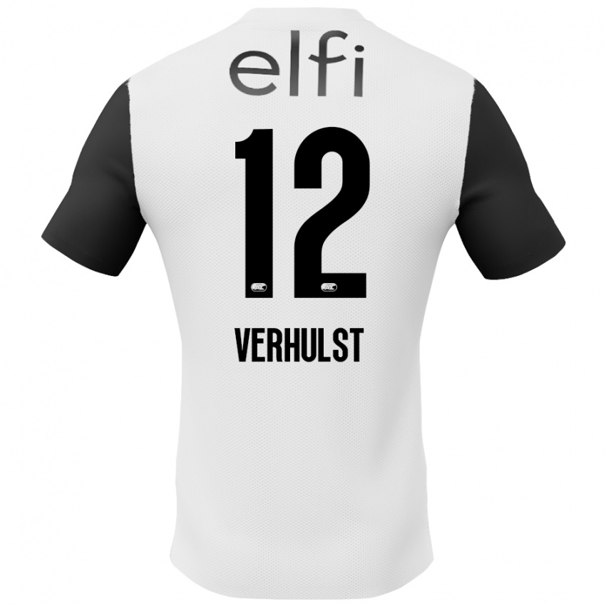 Niño Camiseta Hobie Verhulst #12 Blanco Negro 2ª Equipación 2024/25 La Camisa Argentina