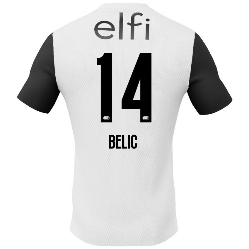 Niño Camiseta Kristijan Belic #14 Blanco Negro 2ª Equipación 2024/25 La Camisa Argentina