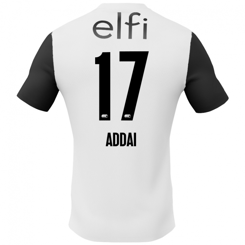 Niño Camiseta Jayden Addai #17 Blanco Negro 2ª Equipación 2024/25 La Camisa Argentina