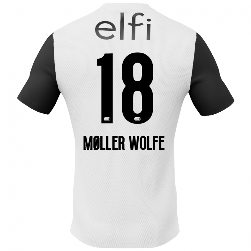 Niño Camiseta David Møller Wolfe #18 Blanco Negro 2ª Equipación 2024/25 La Camisa Argentina