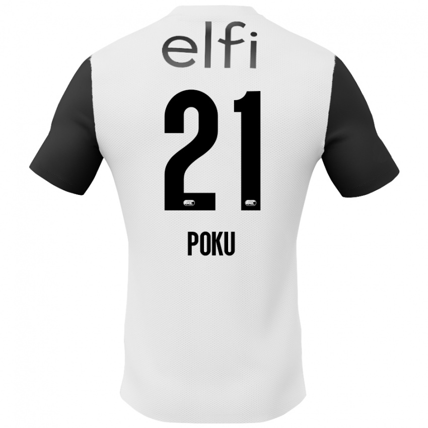 Niño Camiseta Ernest Poku #21 Blanco Negro 2ª Equipación 2024/25 La Camisa Argentina