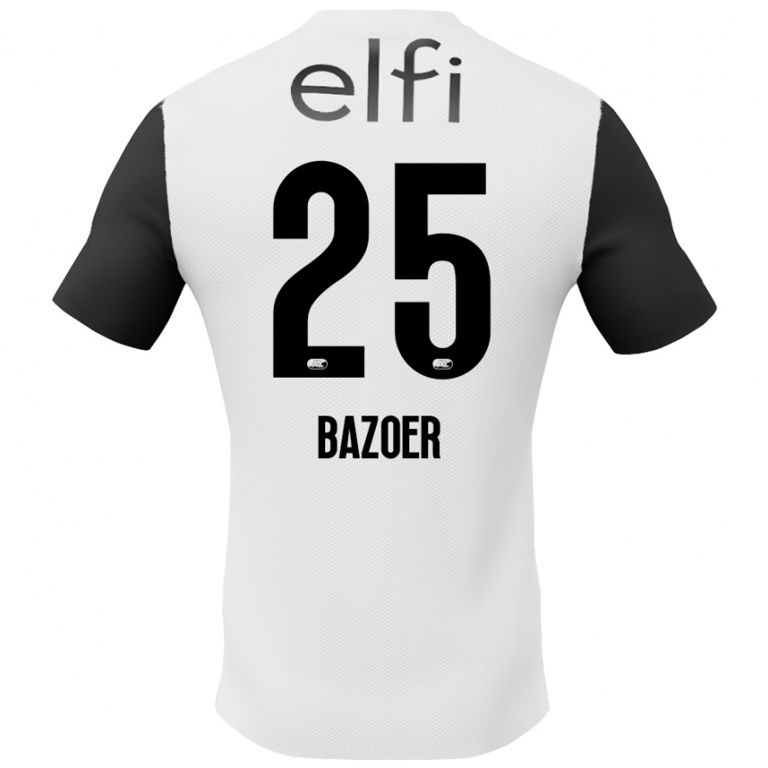 Niño Camiseta Riechedly Bazoer #25 Blanco Negro 2ª Equipación 2024/25 La Camisa Argentina