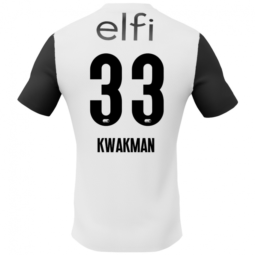 Niño Camiseta Dave Kwakman #33 Blanco Negro 2ª Equipación 2024/25 La Camisa Argentina