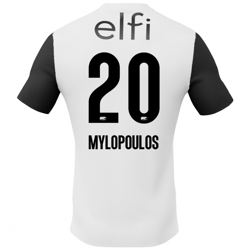 Niño Camiseta Marios Mylopoulos #20 Blanco Negro 2ª Equipación 2024/25 La Camisa Argentina