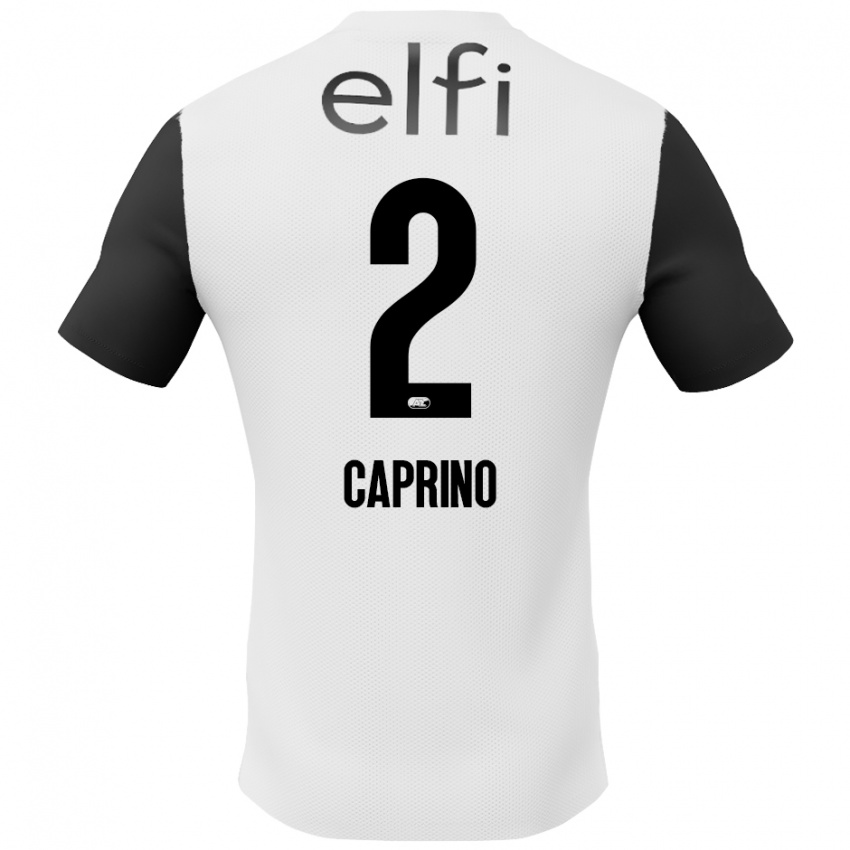 Niño Camiseta Ginia Caprino #2 Blanco Negro 2ª Equipación 2024/25 La Camisa Argentina