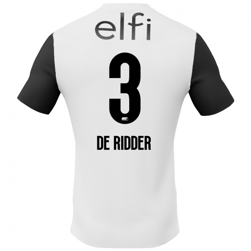 Niño Camiseta Djoeke De Ridder #3 Blanco Negro 2ª Equipación 2024/25 La Camisa Argentina