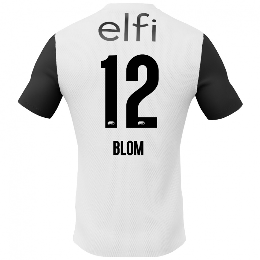 Niño Camiseta Robin Blom #12 Blanco Negro 2ª Equipación 2024/25 La Camisa Argentina