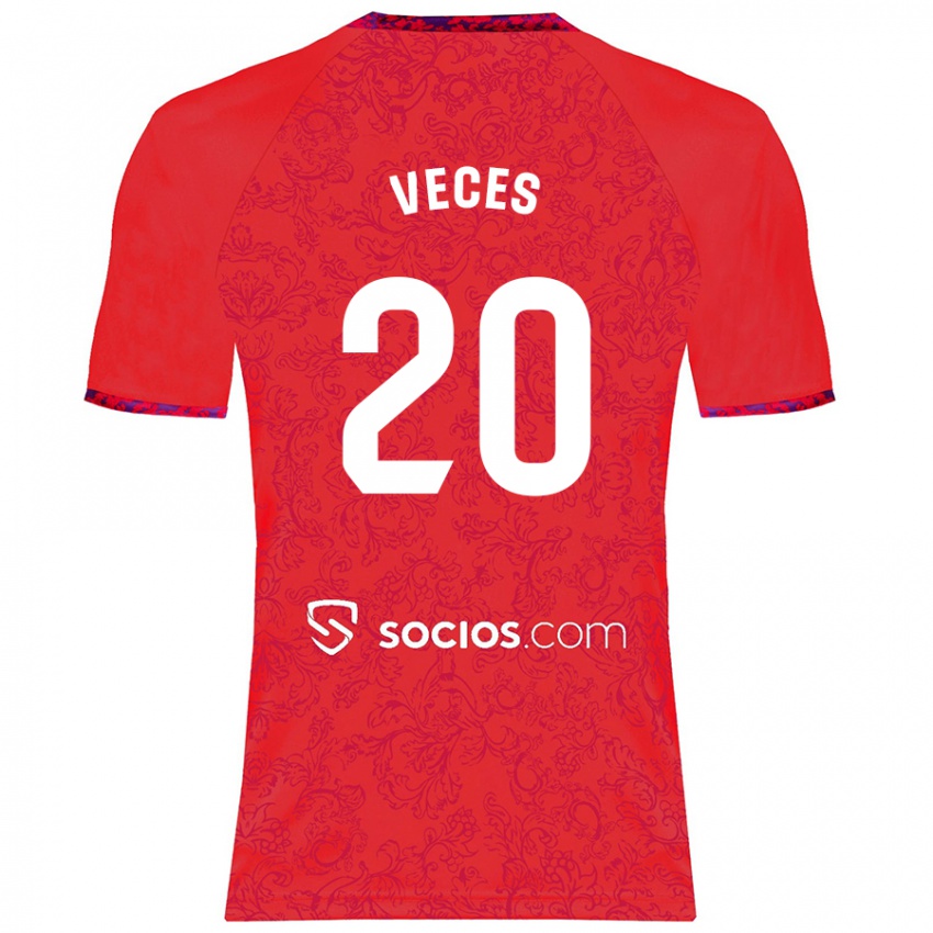 Niño Camiseta Sergio Veces #20 Rojo 2ª Equipación 2024/25 La Camisa Argentina