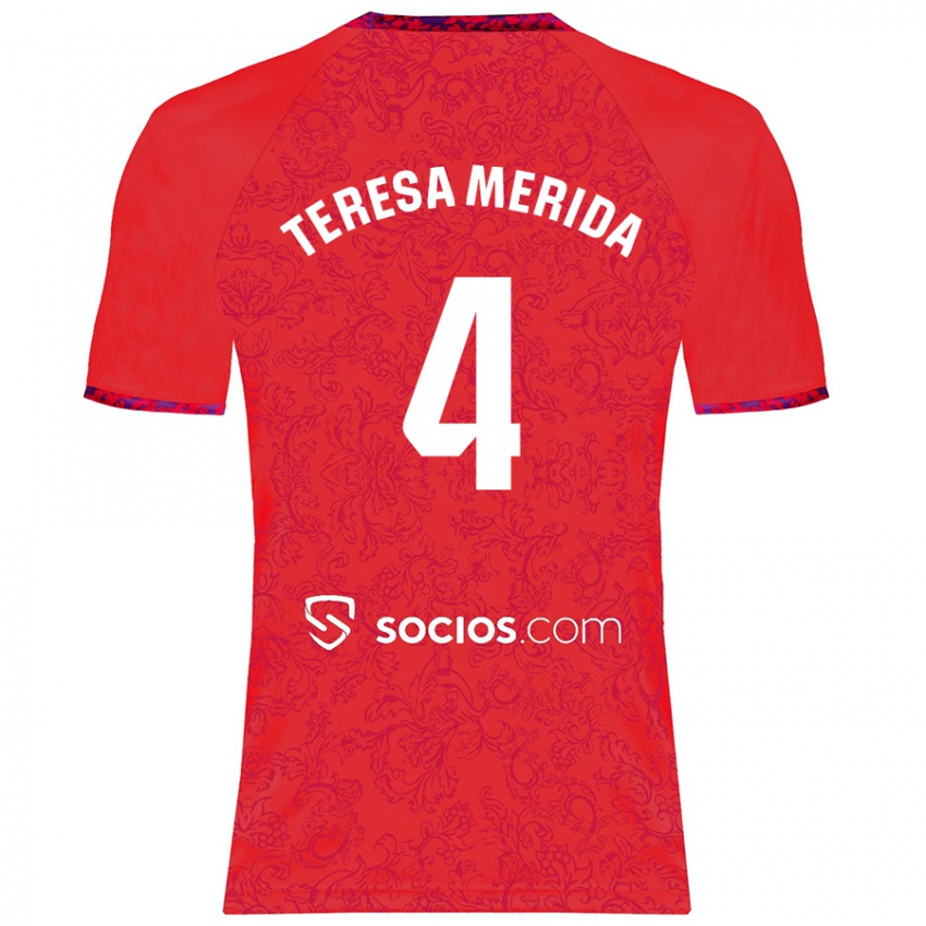 Niño Camiseta Teresa Merida #4 Rojo 2ª Equipación 2024/25 La Camisa Argentina