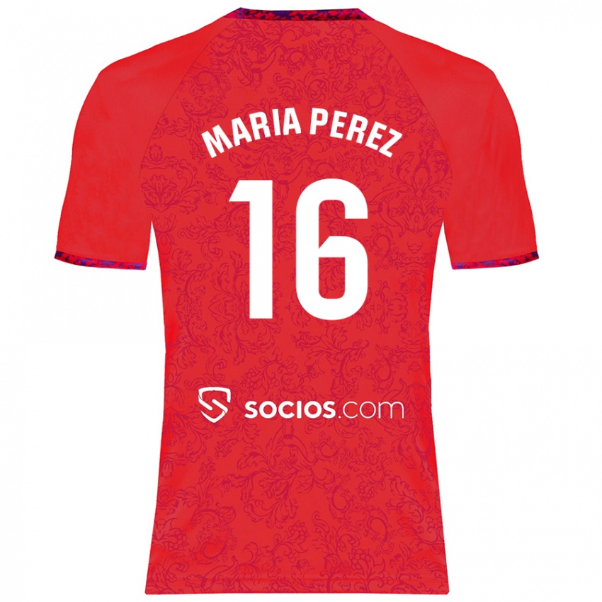 Niño Camiseta María Pérez Rabaza #16 Rojo 2ª Equipación 2024/25 La Camisa Argentina