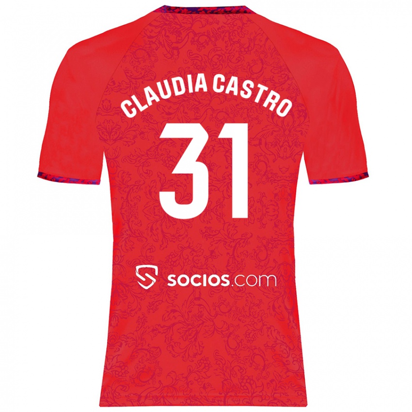 Niño Camiseta Claudia Castro Romero #31 Rojo 2ª Equipación 2024/25 La Camisa Argentina