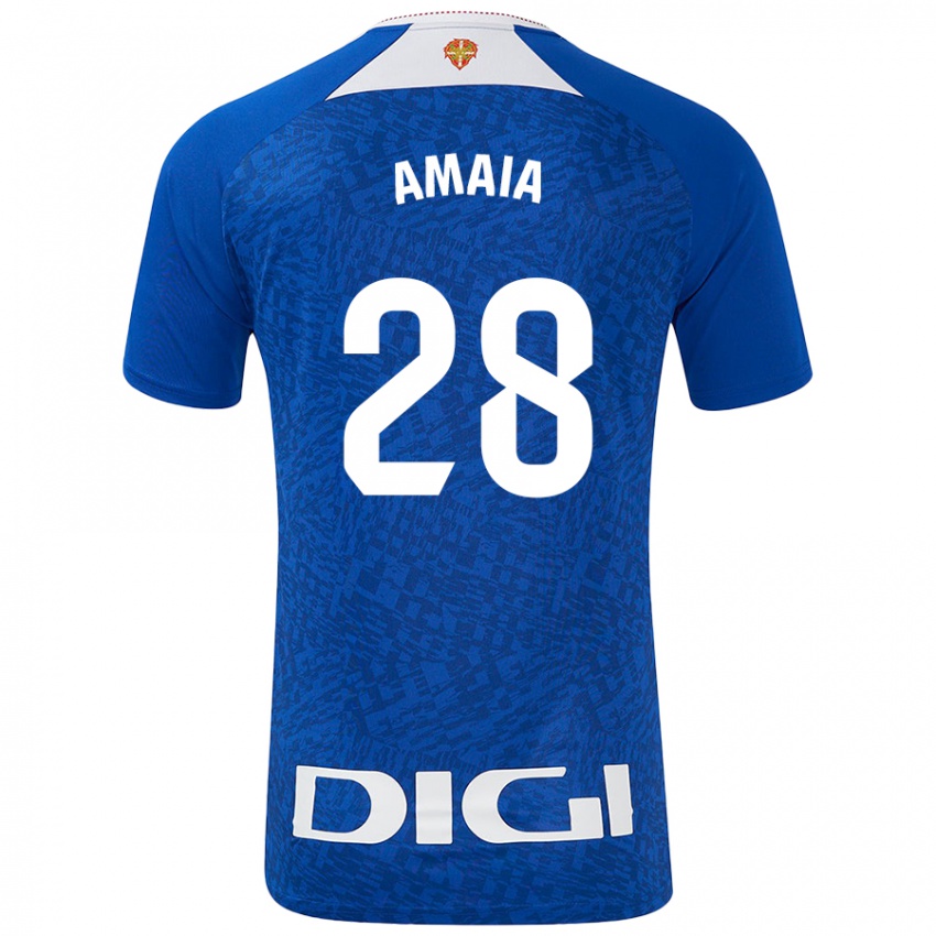 Niño Camiseta Amaia Martinez De La Peña #28 Azul Real 2ª Equipación 2024/25 La Camisa Argentina