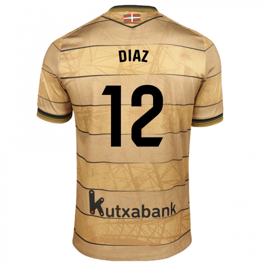 Niño Camiseta Ekain Díaz #12 Marrón 2ª Equipación 2024/25 La Camisa Argentina