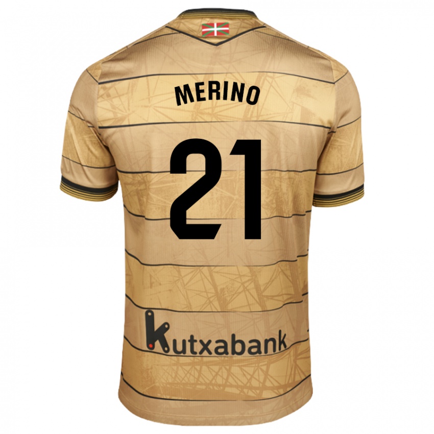 Niño Camiseta Jon Merino #21 Marrón 2ª Equipación 2024/25 La Camisa Argentina