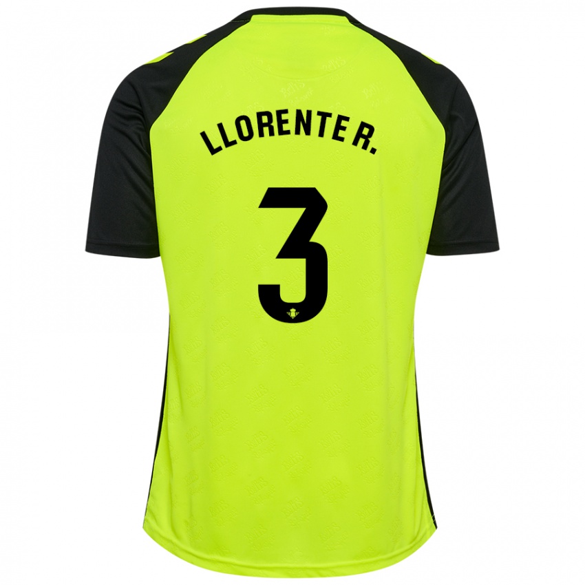 Niño Camiseta Diego Llorente #3 Amarillo Fluorescente Negro 2ª Equipación 2024/25 La Camisa Argentina