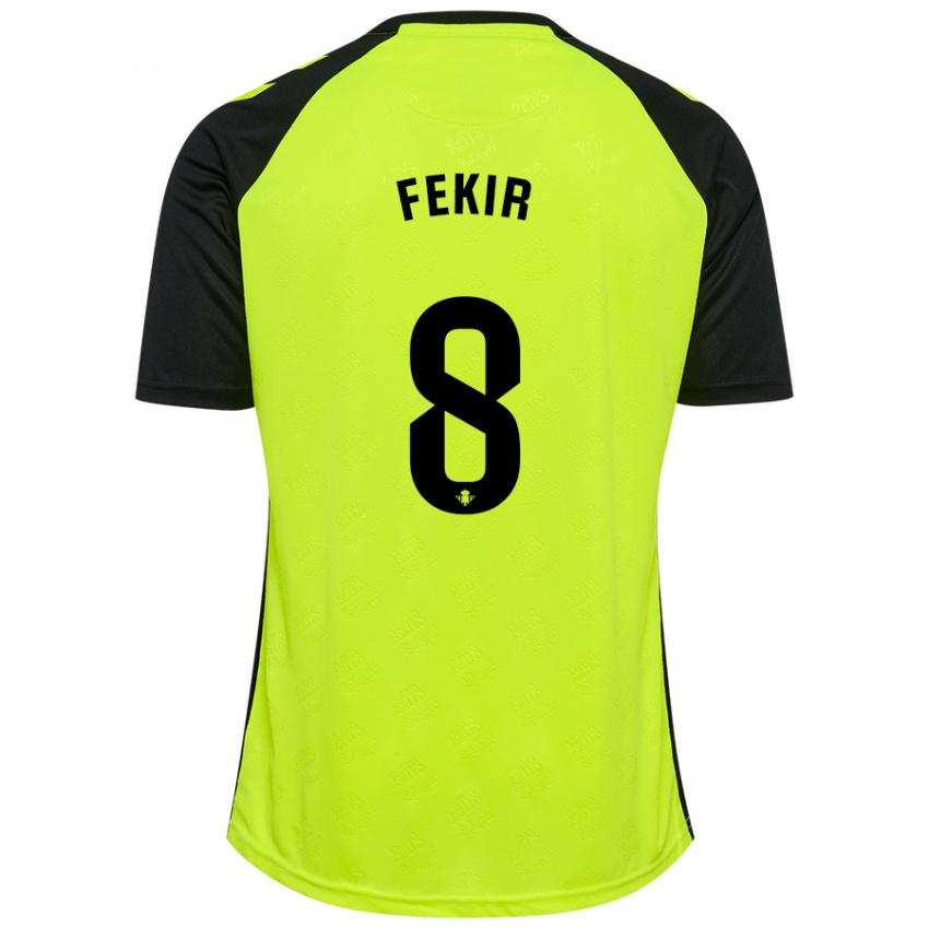 Niño Camiseta Nabil Fekir #8 Amarillo Fluorescente Negro 2ª Equipación 2024/25 La Camisa Argentina