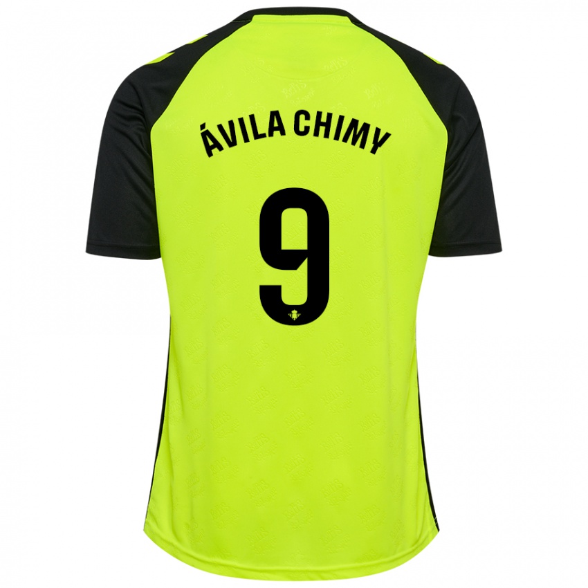 Niño Camiseta Chimy Ávila #9 Amarillo Fluorescente Negro 2ª Equipación 2024/25 La Camisa Argentina