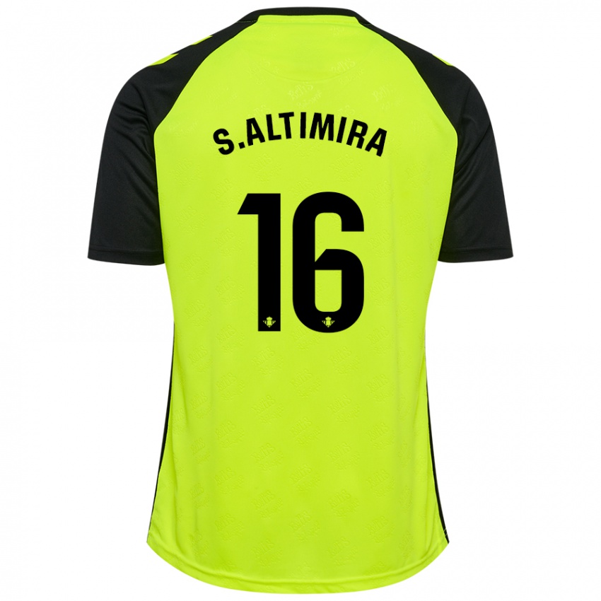 Niño Camiseta Sergi Altimira #16 Amarillo Fluorescente Negro 2ª Equipación 2024/25 La Camisa Argentina