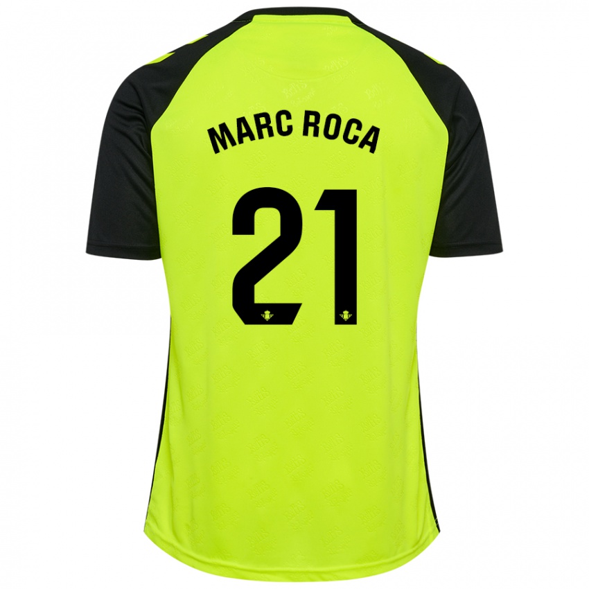 Niño Camiseta Marc Roca #21 Amarillo Fluorescente Negro 2ª Equipación 2024/25 La Camisa Argentina