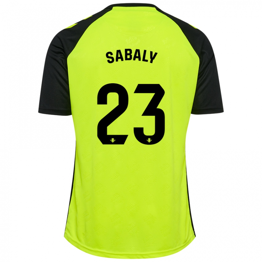 Niño Camiseta Youssouf Sabaly #23 Amarillo Fluorescente Negro 2ª Equipación 2024/25 La Camisa Argentina