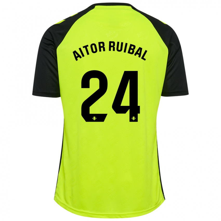 Niño Camiseta Aitor Ruibal #24 Amarillo Fluorescente Negro 2ª Equipación 2024/25 La Camisa Argentina