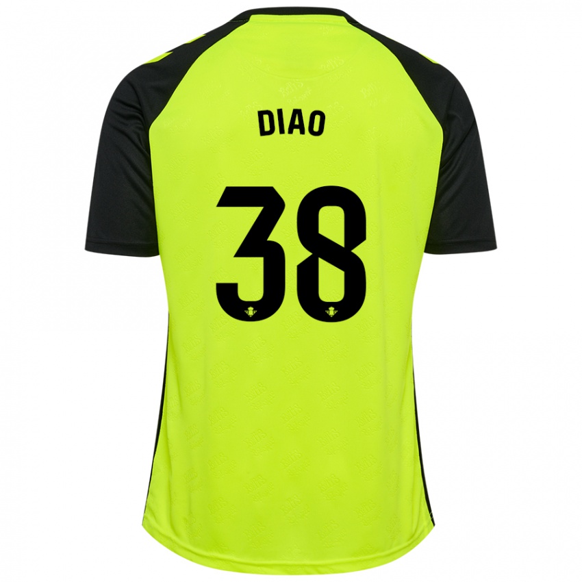 Niño Camiseta Assane Diao #38 Amarillo Fluorescente Negro 2ª Equipación 2024/25 La Camisa Argentina