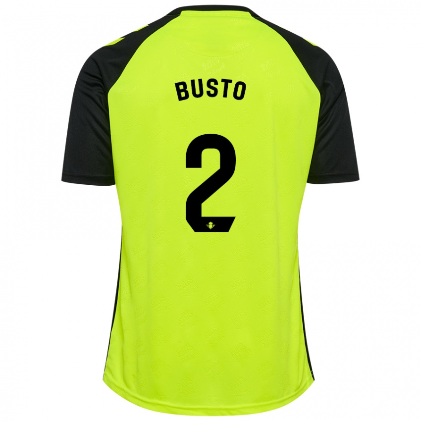 Niño Camiseta Pablo Busto #2 Amarillo Fluorescente Negro 2ª Equipación 2024/25 La Camisa Argentina