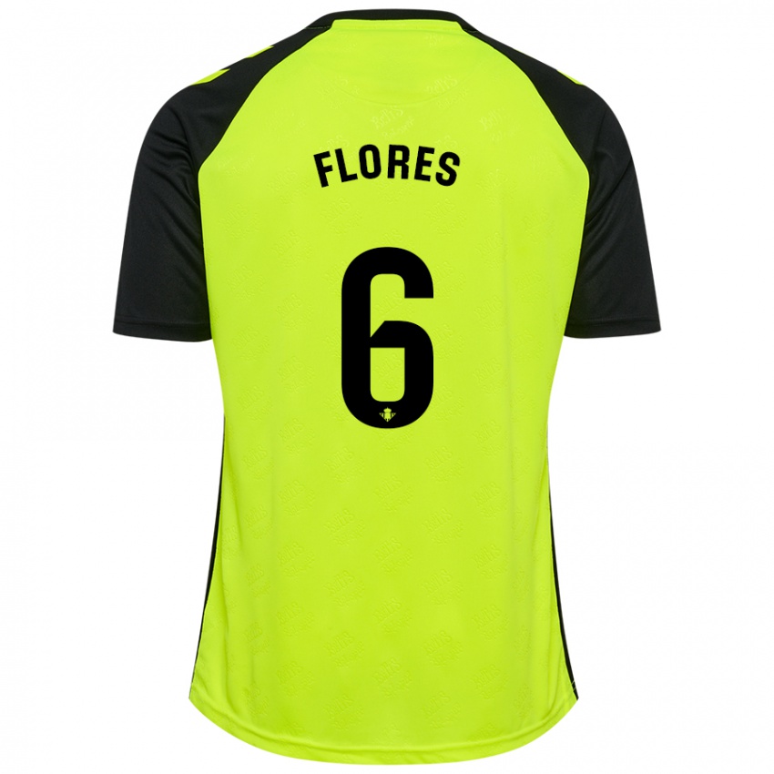 Niño Camiseta Mateo Flores #6 Amarillo Fluorescente Negro 2ª Equipación 2024/25 La Camisa Argentina