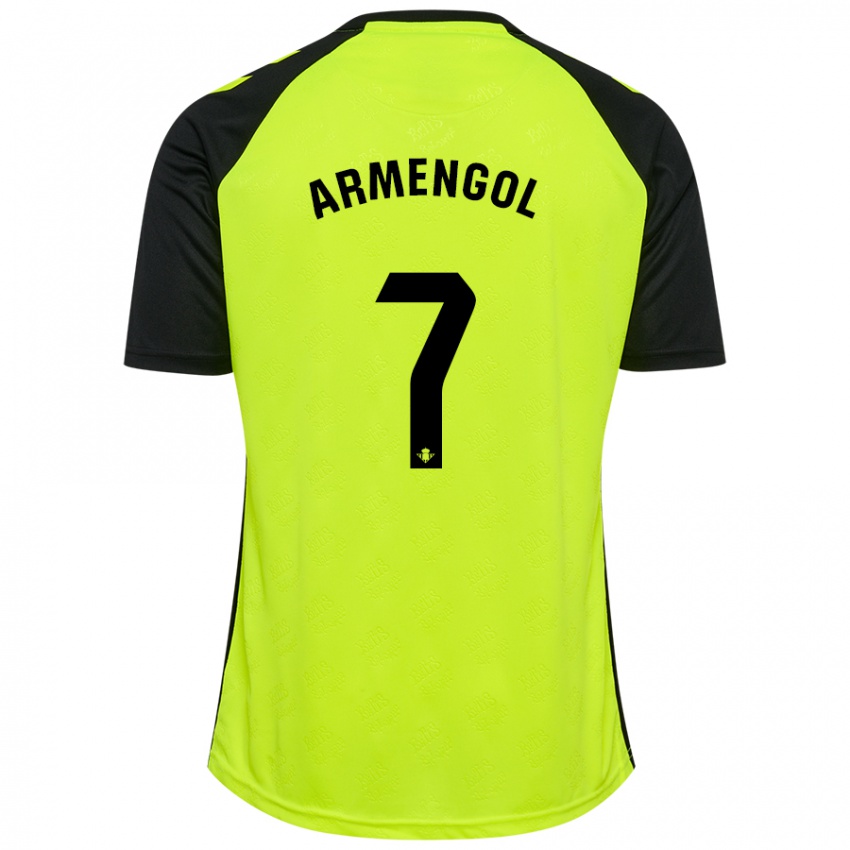 Niño Camiseta Carla Armengol Joaniquet #7 Amarillo Fluorescente Negro 2ª Equipación 2024/25 La Camisa Argentina