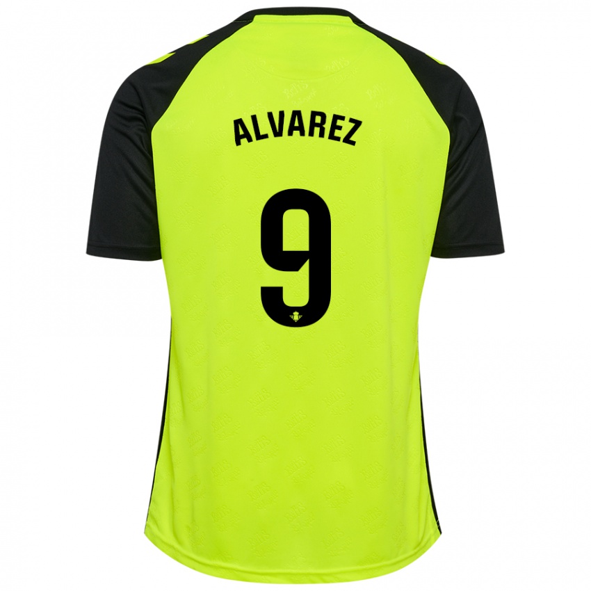 Niño Camiseta Carmen Álvarez Sánchez #9 Amarillo Fluorescente Negro 2ª Equipación 2024/25 La Camisa Argentina