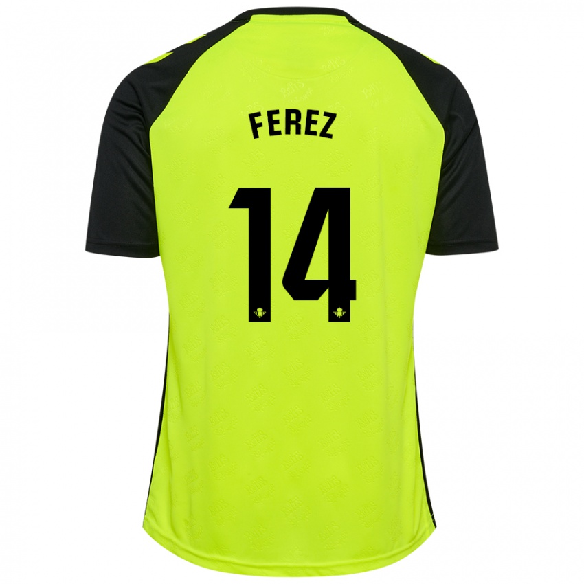 Niño Camiseta Carolina Férez #14 Amarillo Fluorescente Negro 2ª Equipación 2024/25 La Camisa Argentina