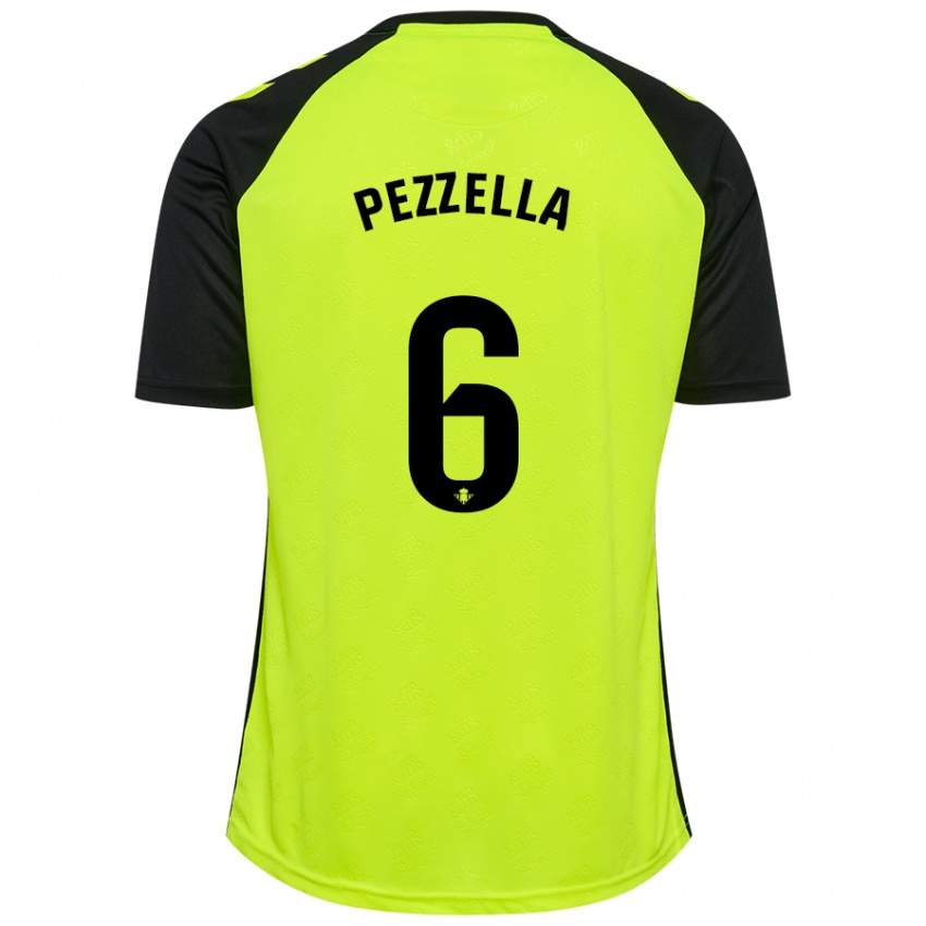 Niño Camiseta Germán Pezzella #6 Amarillo Fluorescente Negro 2ª Equipación 2024/25 La Camisa Argentina