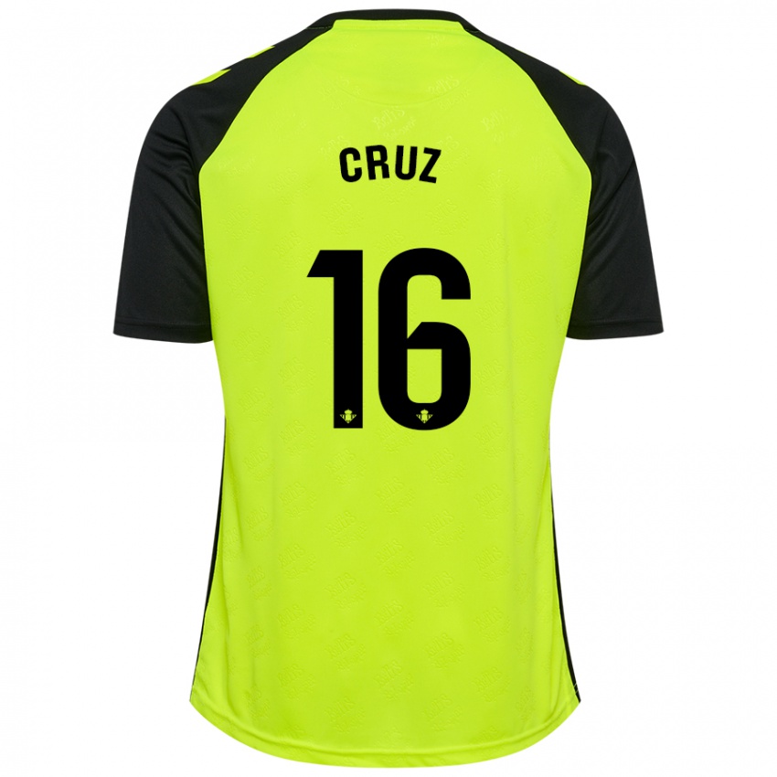 Niño Camiseta Juan Cruz #16 Amarillo Fluorescente Negro 2ª Equipación 2024/25 La Camisa Argentina