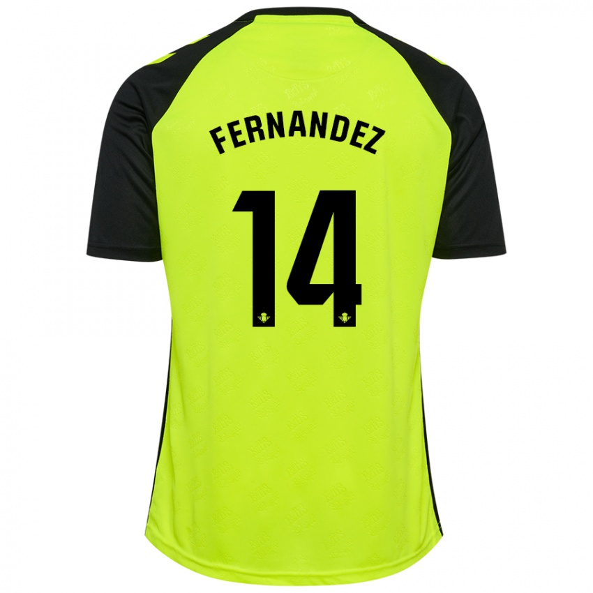 Niño Camiseta Quique Fernández #14 Amarillo Fluorescente Negro 2ª Equipación 2024/25 La Camisa Argentina