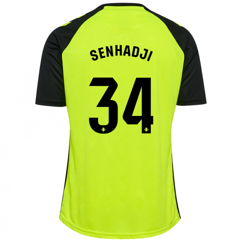 Niño Camiseta Yanis Senhadji #34 Amarillo Fluorescente Negro 2ª Equipación 2024/25 La Camisa Argentina