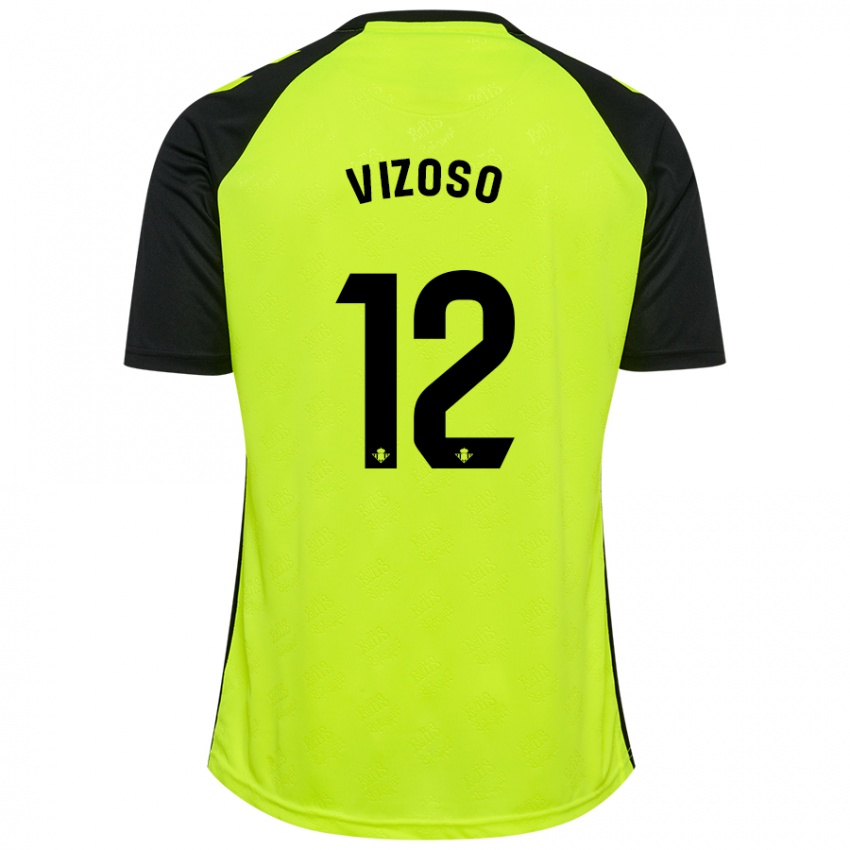 Niño Camiseta Paula Vizoso Prieto #12 Amarillo Fluorescente Negro 2ª Equipación 2024/25 La Camisa Argentina