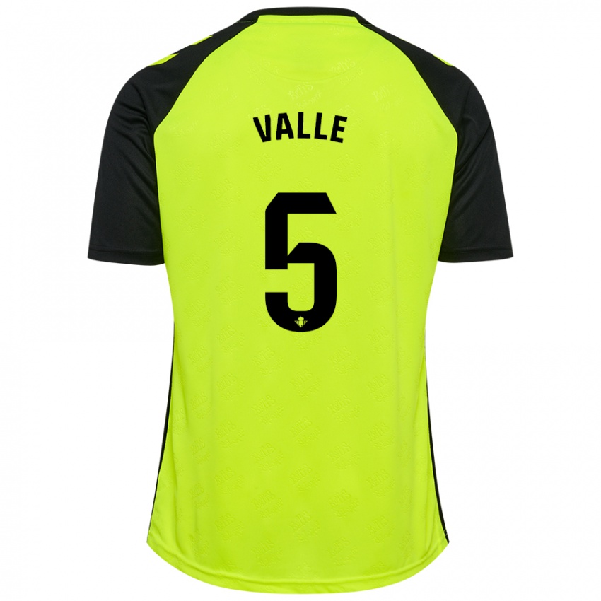 Niño Camiseta María Valle López #5 Amarillo Fluorescente Negro 2ª Equipación 2024/25 La Camisa Argentina