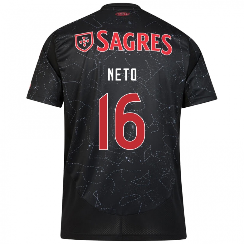 Niño Camiseta Martim Neto #16 Negro Rojo 2ª Equipación 2024/25 La Camisa Argentina