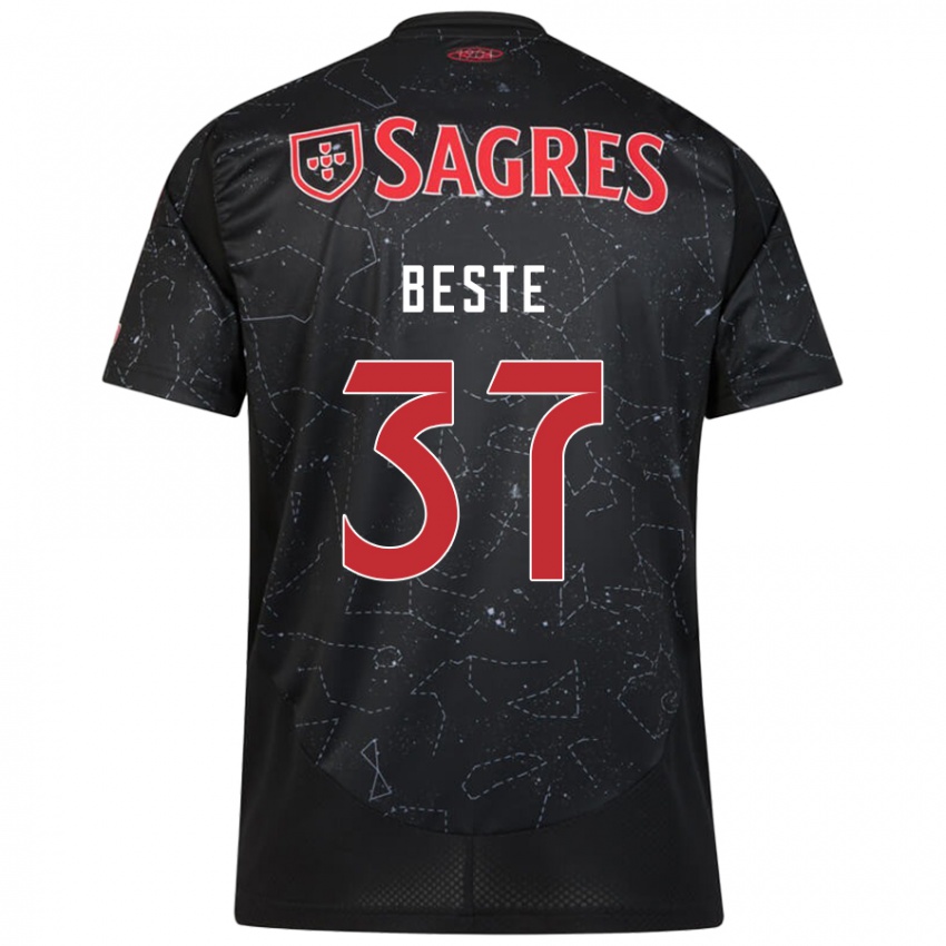 Niño Camiseta Jan-Niklas Beste #37 Negro Rojo 2ª Equipación 2024/25 La Camisa Argentina