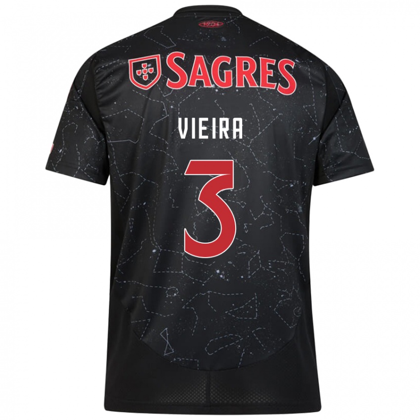 Niño Camiseta Miguel Vieira #3 Negro Rojo 2ª Equipación 2024/25 La Camisa Argentina