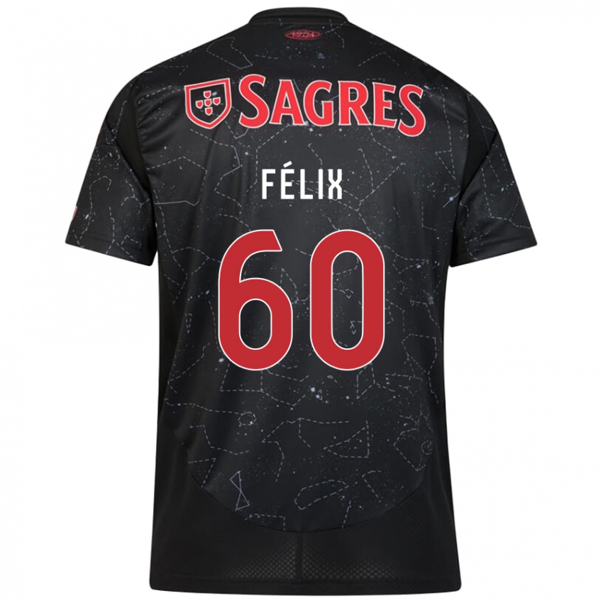 Niño Camiseta Nuno Félix #60 Negro Rojo 2ª Equipación 2024/25 La Camisa Argentina