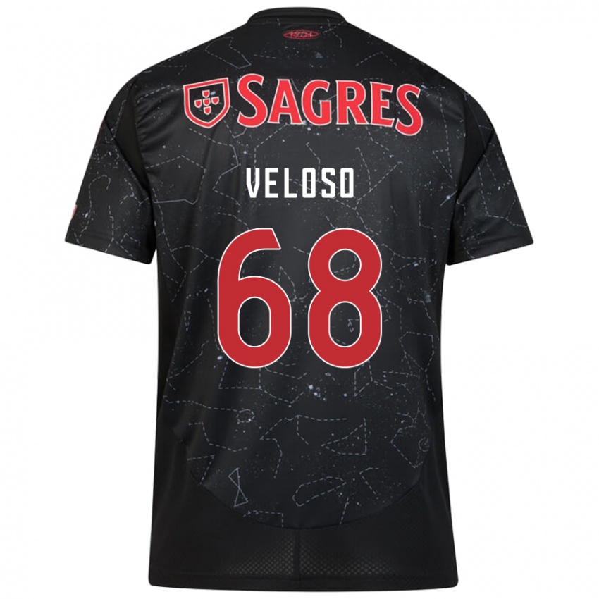 Niño Camiseta João Veloso #68 Negro Rojo 2ª Equipación 2024/25 La Camisa Argentina