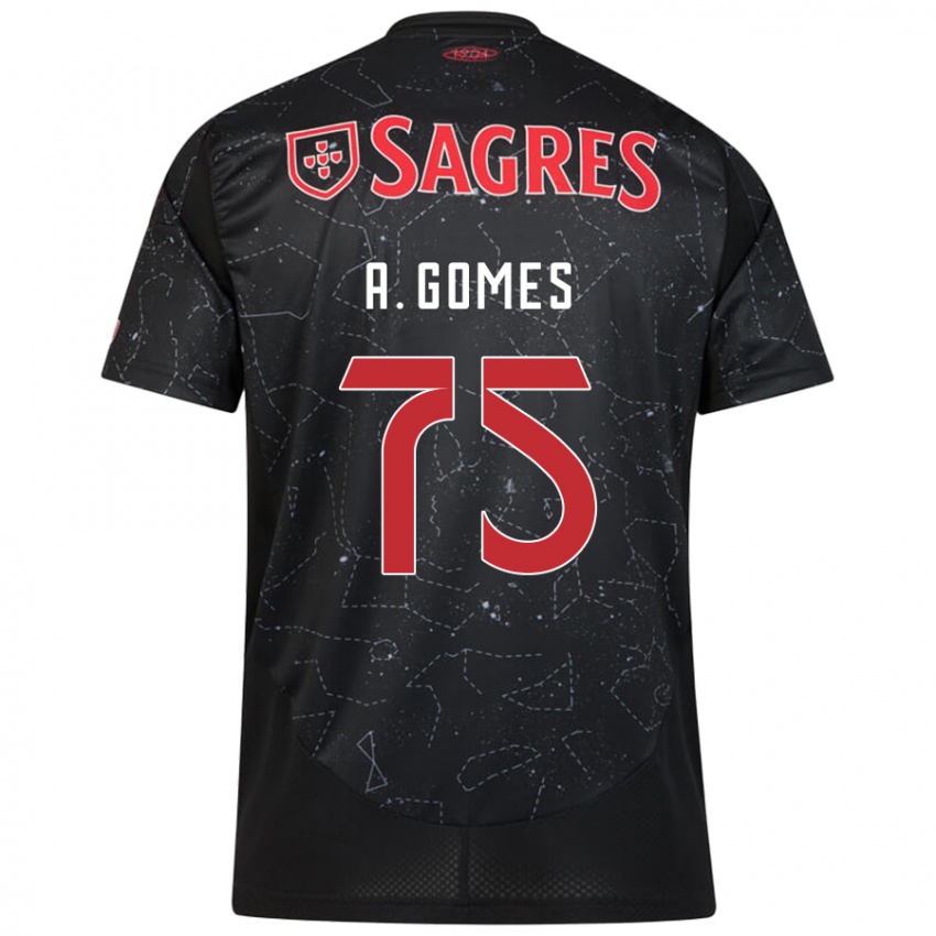 Niño Camiseta André Gomes #75 Negro Rojo 2ª Equipación 2024/25 La Camisa Argentina