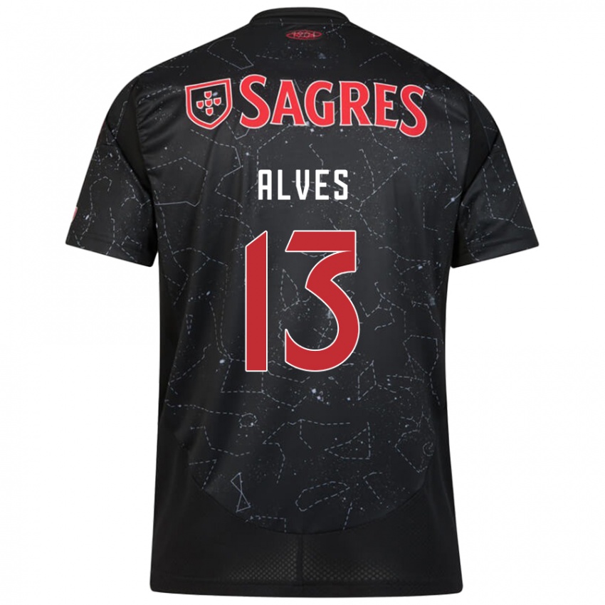 Niño Camiseta Lucia Alves #13 Negro Rojo 2ª Equipación 2024/25 La Camisa Argentina