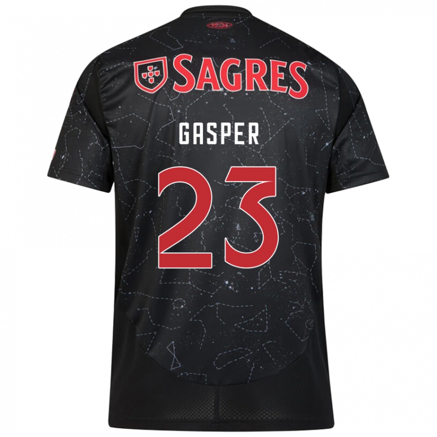 Niño Camiseta Anna Gasper #23 Negro Rojo 2ª Equipación 2024/25 La Camisa Argentina