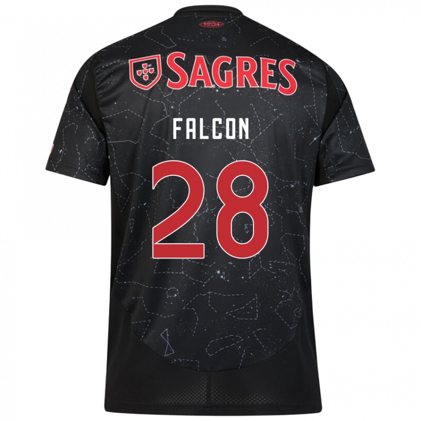 Niño Camiseta Andrea Falcón #28 Negro Rojo 2ª Equipación 2024/25 La Camisa Argentina