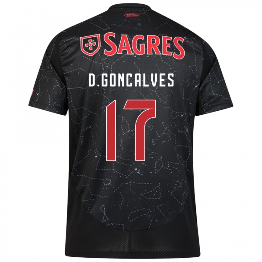 Niño Camiseta Diogo Goncalves #17 Negro Rojo 2ª Equipación 2024/25 La Camisa Argentina