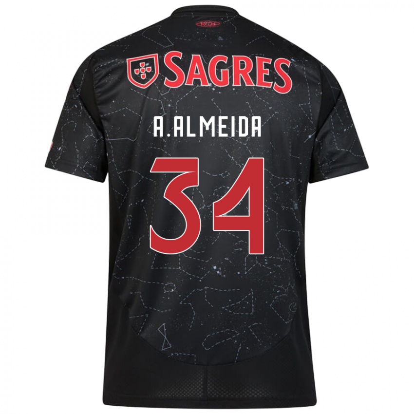 Niño Camiseta Andre Almeida #34 Negro Rojo 2ª Equipación 2024/25 La Camisa Argentina