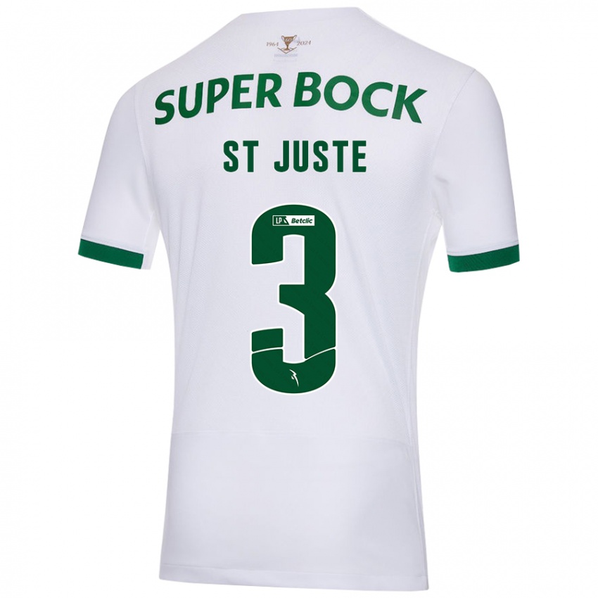 Niño Camiseta Jerry St. Juste #3 Blanco Verde 2ª Equipación 2024/25 La Camisa Argentina