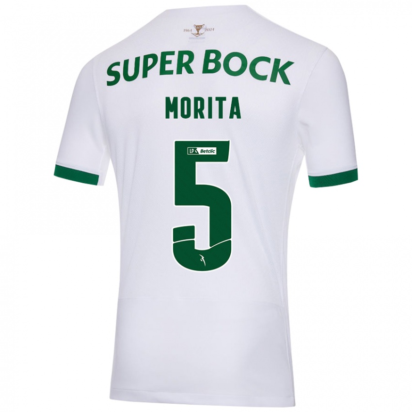 Niño Camiseta Hidemasa Morita #5 Blanco Verde 2ª Equipación 2024/25 La Camisa Argentina